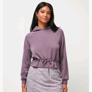 Travis Mathew Women's Golden State Hooded Sweatshirt Mauve Purple Drawstring Sky